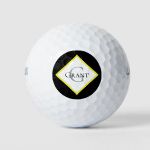 Monogram Customized Black Yellow Golf Balls