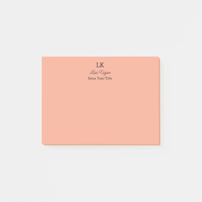 Monogram Customized Initials Name & Title Post-it Notes (Front)