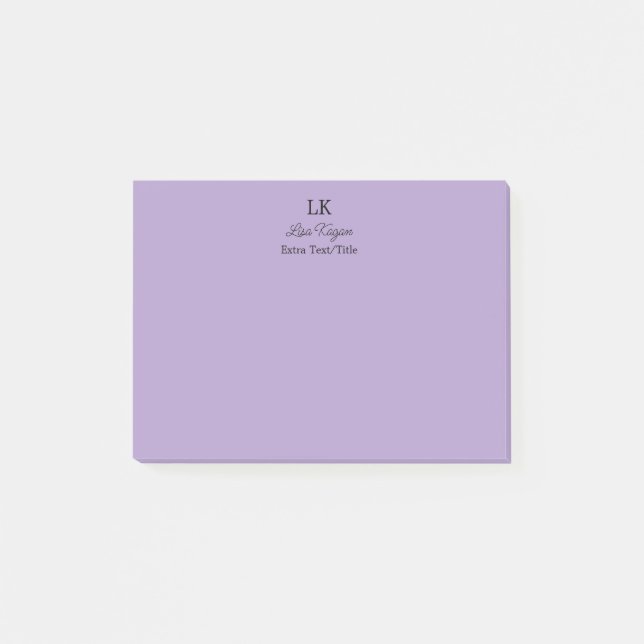 Monogram Customized Initials Name & Title Post-it Notes (Front)
