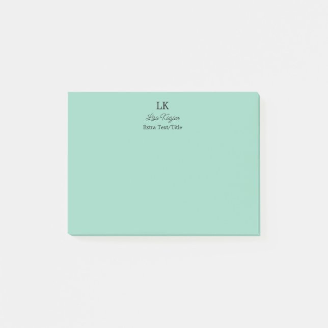Monogram Customized Initials Name & Title Post-it Notes (Front)