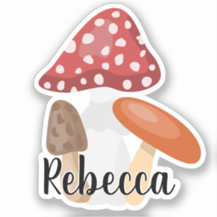 Monogram Cute Artsy Trendy Mushroom - Add Name Sti