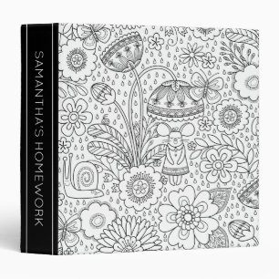 Monogram Cute Black White Pattern School Binder