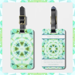 Monogram Cute Blue Pretty Green Magic Star Girl’s Luggage Tag