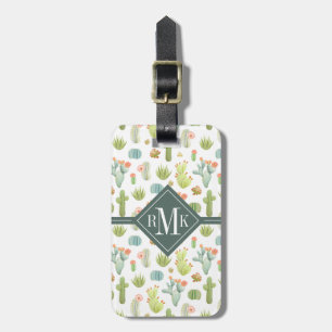 Monogram   Cute Cactus Standing Pattern Luggage Tag