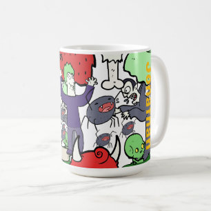 Monogram cute cartoon drawing colorful birthday coffee mug