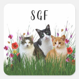 Monogram Cute Cats Sticker