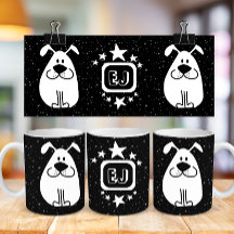 Monogram Cute Doodle Dog with stars
