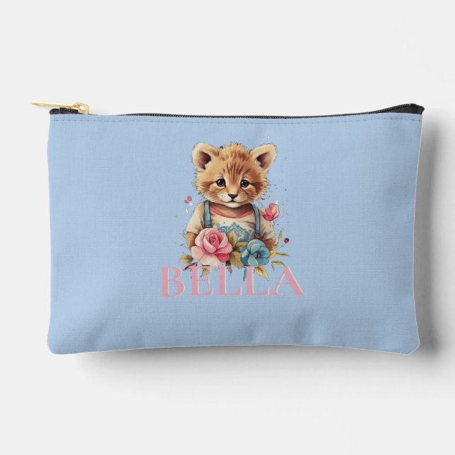 Monogram Cute floral blue Modern Minimalist  Acces Accessory Pouch (Front)