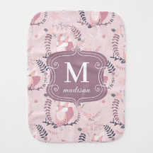 Monogram Cute Foxes Pink Modern Adorable Girly