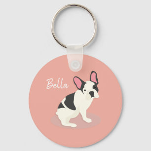Monogram. Cute French Bulldog. Keychain