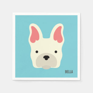 Monogram. Cute French Bulldog. Napkin