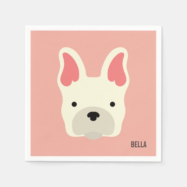 Monogram. Cute French Bulldog. Napkin (Front)