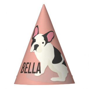 Monogram. Cute French Bulldog. Party Hat