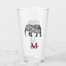 Monogram Cute Graphics Elephant Personalized Black
