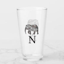 Monogram Cute Graphics Elephant Personalized Black