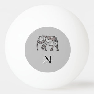 Monogram Cute Graphics Elephant Personalized Black Ping Pong Ball