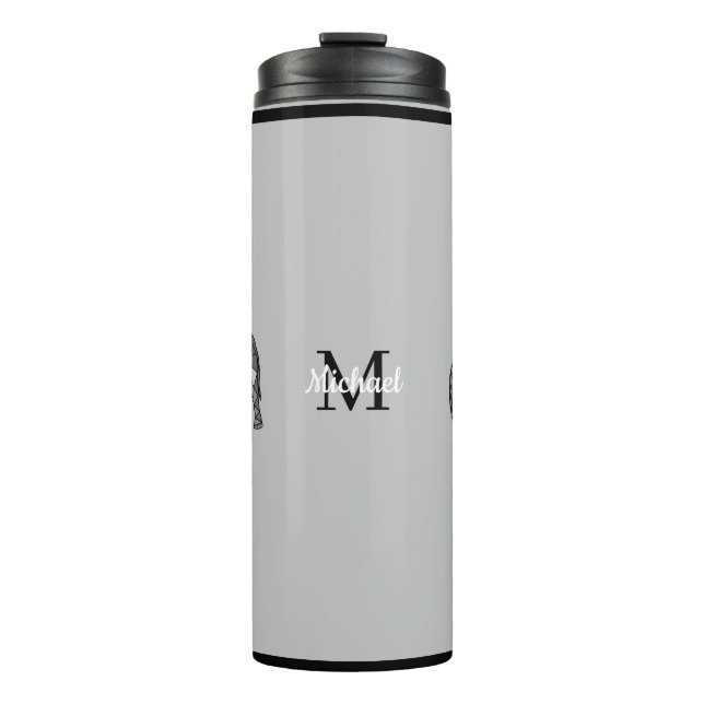 Monogram Cute Graphics Elephant Personalized Black Thermal Tumbler (Front)