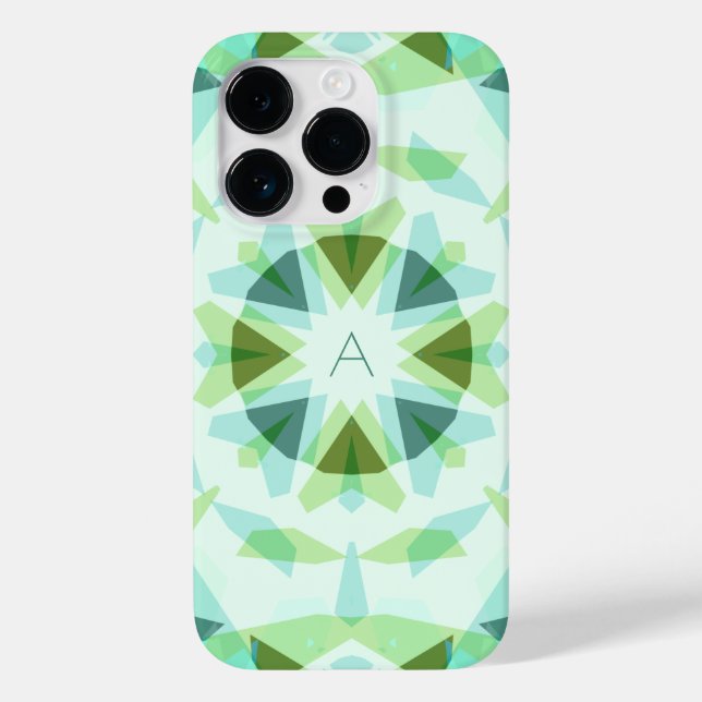 Monogram Cute Green Pretty Blue Magic Star Girl’s Case-Mate iPhone Case (Back)