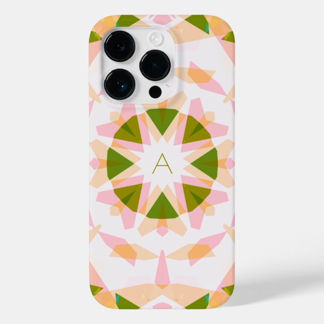 Monogram Cute Green Pretty Pink Magic Star Girl’s Case-Mate iPhone Case (Back)