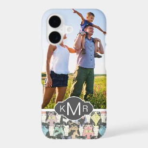 Monogram   Cute Hipster Cats Pattern
