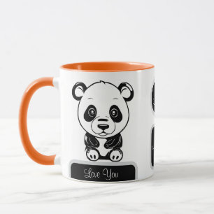 Monogram Cute Kawaii Panda Bear Personalized Love Mug