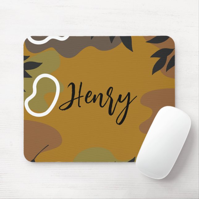 Monogram Cute mustard Abstract background and leaf Mouse Pad (With Mouse)