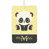 Monogram Cute Panda Bear Personalized Polka Dot