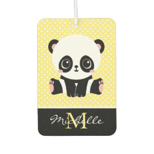 Monogram Cute Panda Bear Personalized Polka Dot Air Freshener