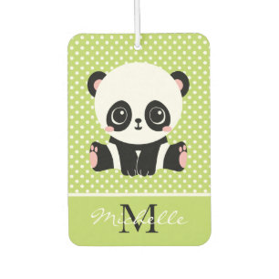 Monogram Cute Panda Bear Personalized Polka Dot Air Freshener