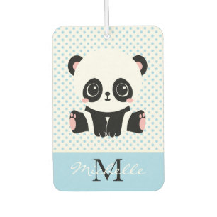 Monogram Cute Panda Bear Personalized Polka Dot Air Freshener