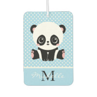 Monogram Cute Panda Bear Personalized Polka Dot