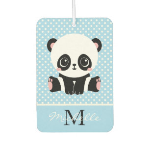 Monogram Cute Panda Bear Personalized Polka Dot Air Freshener