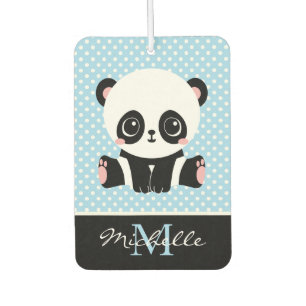 Monogram Cute Panda Bear Personalized Polka Dot Air Freshener