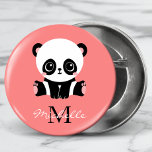 Monogram Cute Panda Personalized Pink 2 Inch Round Button<br><div class="desc">Monogram Cute Sitting Panda Personalized Salmon Button features a cute panda bear on a salmon pink background. Personalize with your monogram and name or by editing the text in the text boxes provided. Designed by ©Evco Studio www.zazzle.com/store/evcostudio</div>
