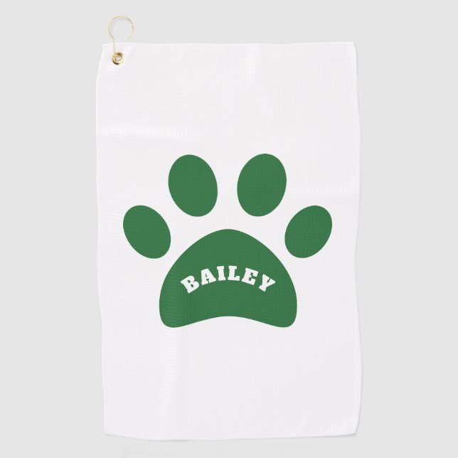 Monogram Cute Paw Print Golf Towel (Front)