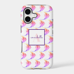 Monogram Cute Pink Fish Pattern