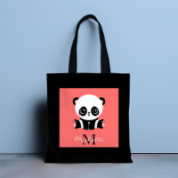 Monogram cute sitting panda personalized salmon