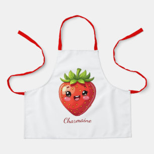 Monogram cute strawberry kawaii apron