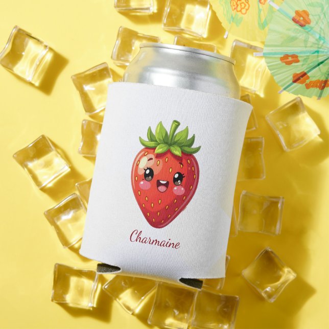 Monogram cute strawberry kawaii can cooler (In Situ Summer)