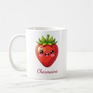 Monogram cute strawberry kawaii coffee mug