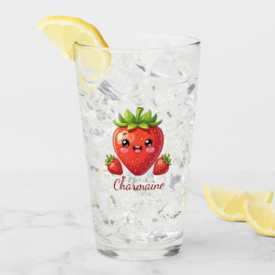 Monogram cute strawberry kawaii glass