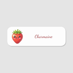 Monogram cute strawberry kawaii name tag
