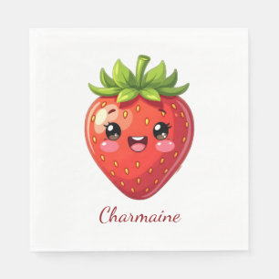 Monogram cute strawberry kawaii napkin