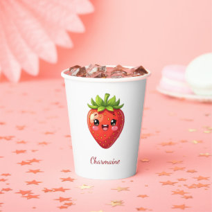 Monogram cute strawberry kawaii paper cups