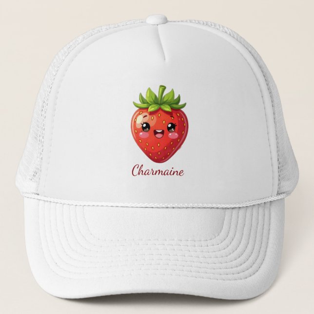 Monogram cute strawberry kawaii trucker hat (Front)