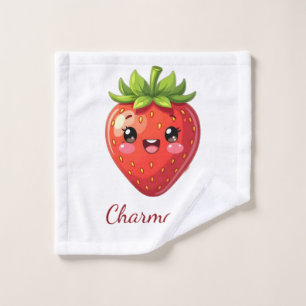Monogram cute strawberry kawaii wash cloth