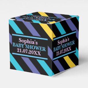 Monogram Cute Striped Baby Shower          Favour  Favor Box