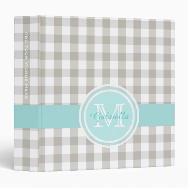 Monogram: Cyan And Gingham Binder (Front/Spine)