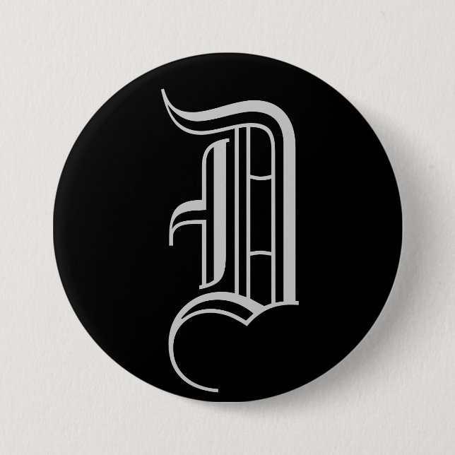 MONOGRAM "D" 3 INCH ROUND BUTTON (Front)