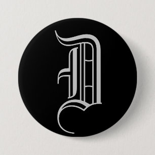 MONOGRAM "D" 3 INCH ROUND BUTTON